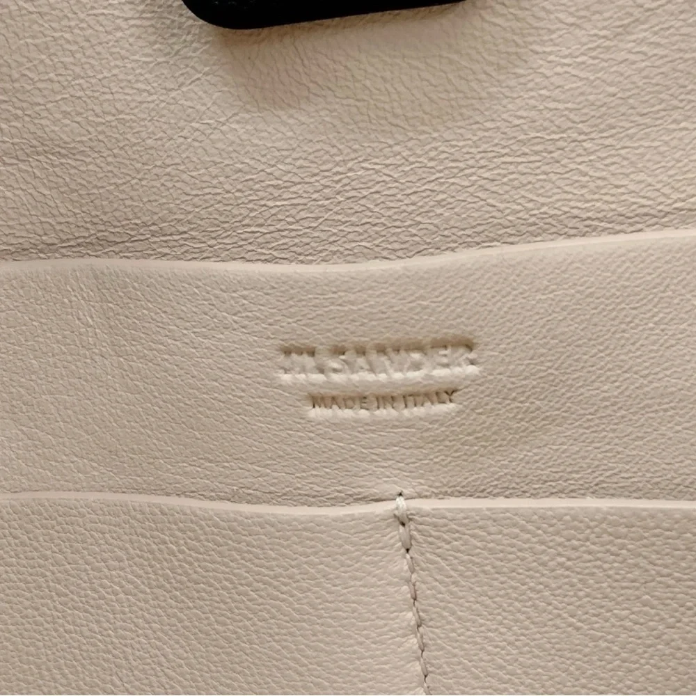 JIL SANDER Quiet Luxury Rare Leather-Trimmed Shearling Tote Bag W Shoulder Strap